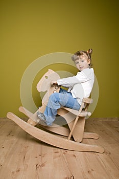 Little girl and horse - rocking chair