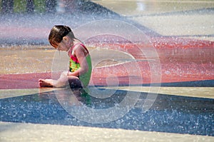 Little girl keeping cool