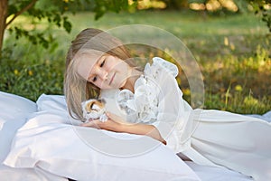 Little girl with kitten