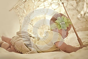 Little girl with lace umbrella