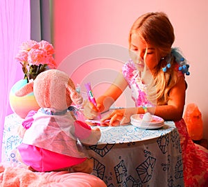 Little Girl and Lamb Tea Party 3