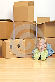 Little girl laying on the floor