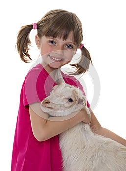 Little girl with little goat