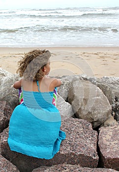 Little Girl Looking at Ocean