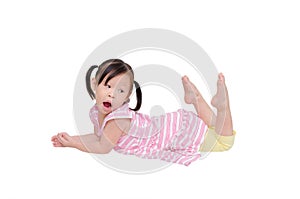 Little girl lying on the floor