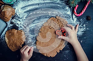 Little girl making Christmas cookies