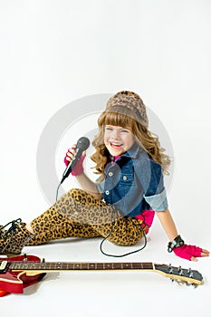 Little girl with a microphone