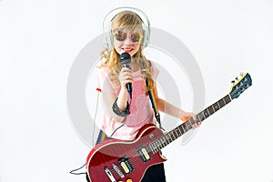 Little girl with a microphone