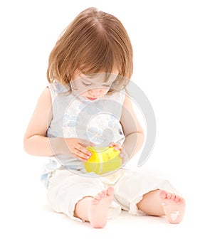 Little girl with modelling foam