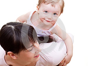 Little girl with mom photo
