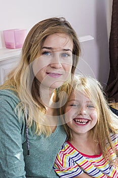 Little girl with mom together