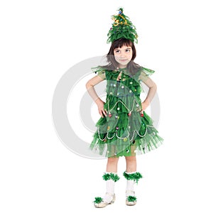 Little girl in a Newyear tree costume