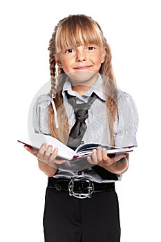 Little girl with notepad