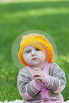 Little girl in an orange beret