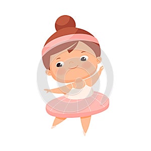 Little Girl with Overweight and Body Fat Dancing Ballet Vector Illustration