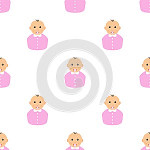 Little Girl with Pacifier Seamless Pattern