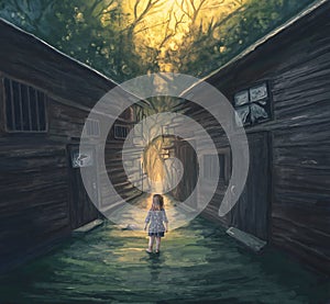 Little girl and pathway