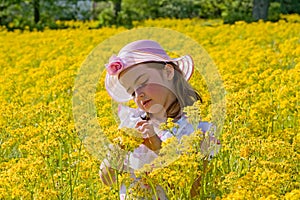 Little Girl Picking Flowers