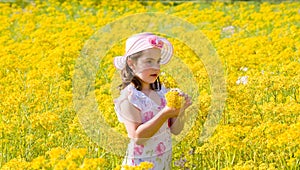 Little Girl Picking Flowers