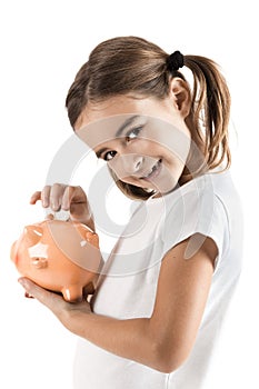 Little girl with a piggy-bank