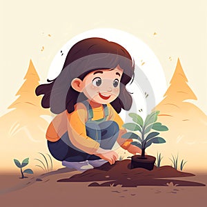 Little_Girl_Planting_Trees_catoon1_2