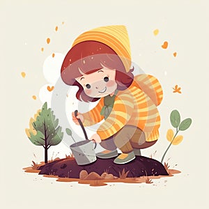 Little_Girl_Planting_Trees_catoon1_3