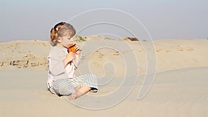 Little girl play panpipe