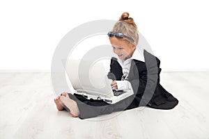 Little girl playing career woman role