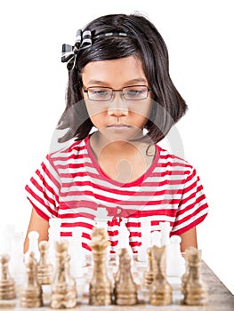 Little Girl Playing Chess X