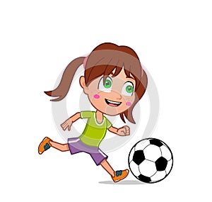 Little girl playing football