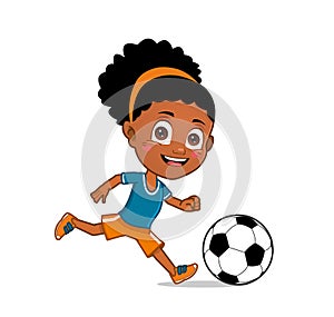 Little girl playing football