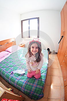 Little girl playing house cleaning