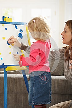 Little girl playing with mum