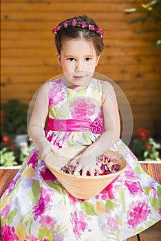 Little girl playing outdoors