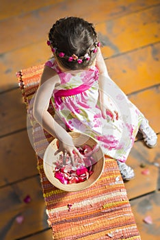 Little girl playing outdoors