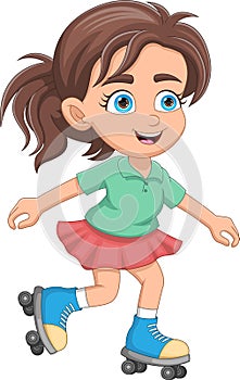 little girl playing roller skating cartoon