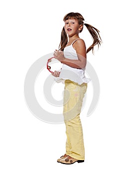 Girl playing tambourine