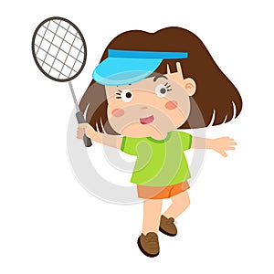 Little girl playing tennis