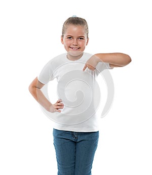 Little girl pointing on herself