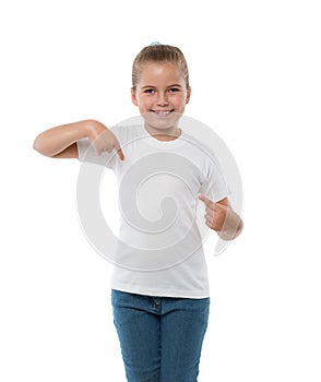 Little girl pointing on herself