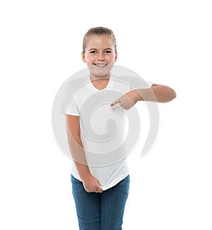 little girl pointing on herself