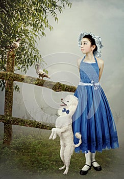 Little girl with poodle