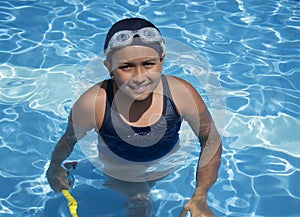 Little girl in pool.