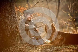 Little girl portrait in Soviet military uniform