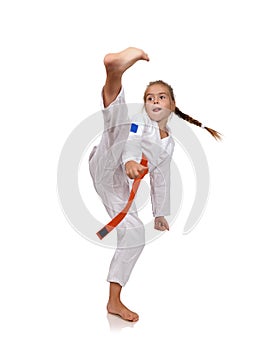 Little girl practice karate