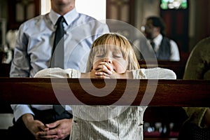 Little Girl Praying Church Believe Faith Religious photo