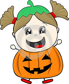 Little girl with pumpkin costume