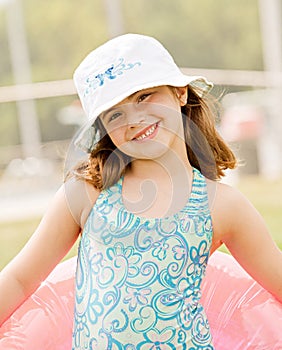 Little Girl Ready to Swim