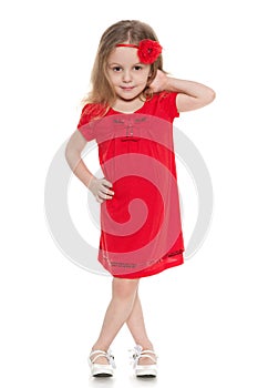 Little girl in red dress