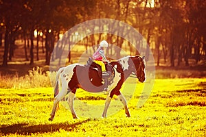 Little girl riding a horse